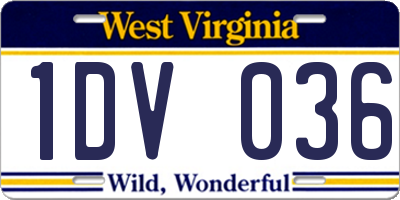 WV license plate 1DV036
