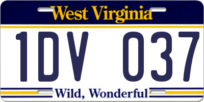 WV license plate 1DV037