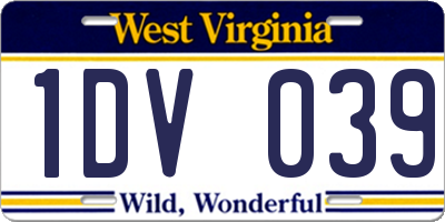 WV license plate 1DV039