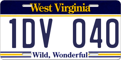 WV license plate 1DV040