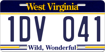 WV license plate 1DV041