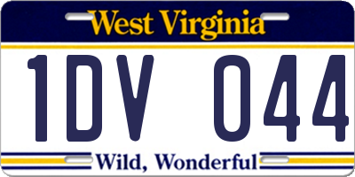 WV license plate 1DV044