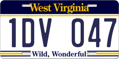 WV license plate 1DV047