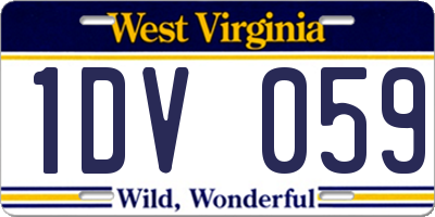 WV license plate 1DV059