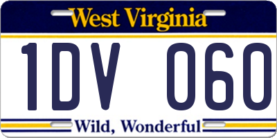WV license plate 1DV060