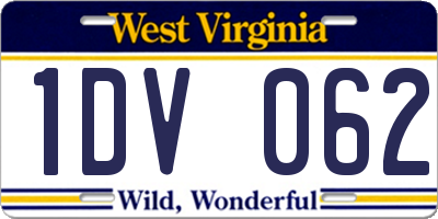 WV license plate 1DV062