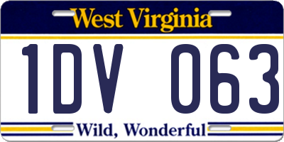 WV license plate 1DV063