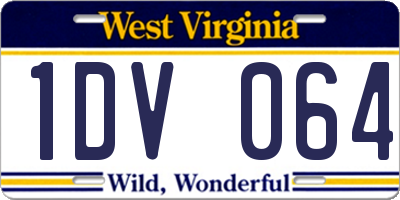 WV license plate 1DV064