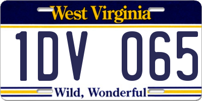 WV license plate 1DV065
