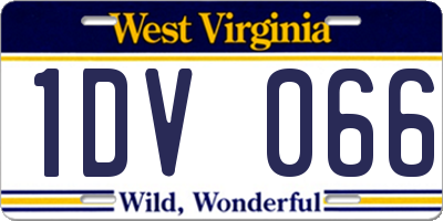 WV license plate 1DV066