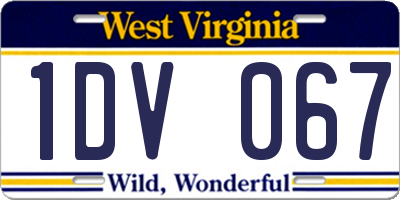 WV license plate 1DV067