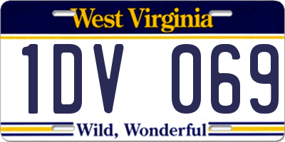 WV license plate 1DV069