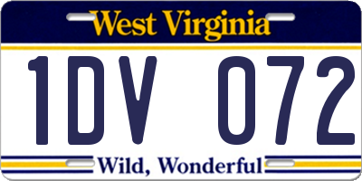 WV license plate 1DV072