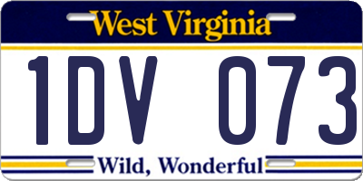 WV license plate 1DV073