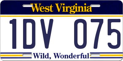 WV license plate 1DV075