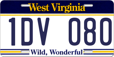 WV license plate 1DV080