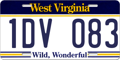 WV license plate 1DV083