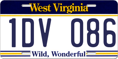 WV license plate 1DV086