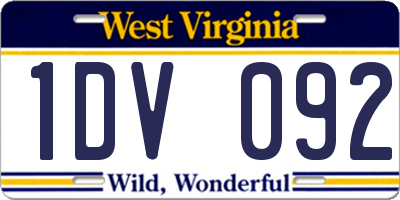 WV license plate 1DV092