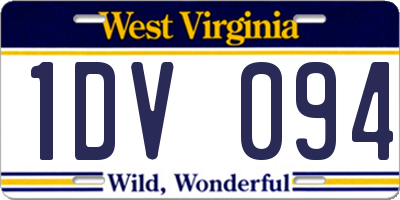 WV license plate 1DV094
