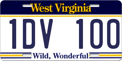 WV license plate 1DV100