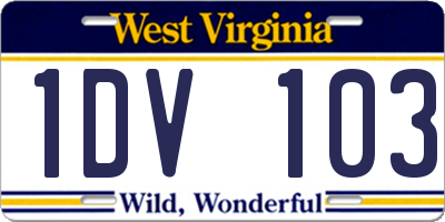 WV license plate 1DV103