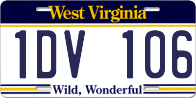WV license plate 1DV106