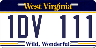 WV license plate 1DV111