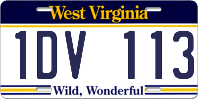 WV license plate 1DV113