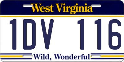 WV license plate 1DV116