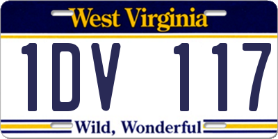 WV license plate 1DV117