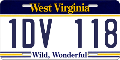 WV license plate 1DV118