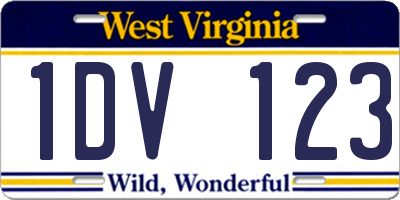 WV license plate 1DV123