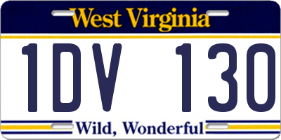 WV license plate 1DV130