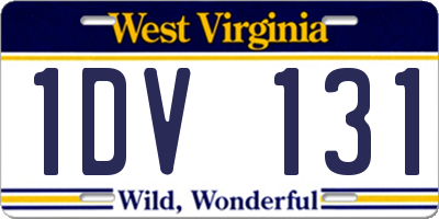 WV license plate 1DV131