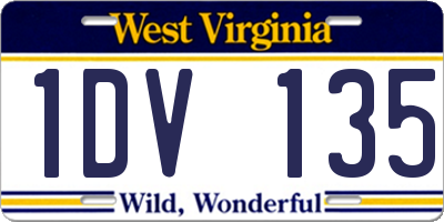 WV license plate 1DV135