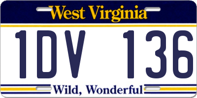WV license plate 1DV136