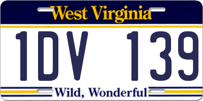 WV license plate 1DV139