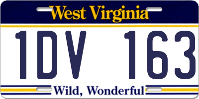 WV license plate 1DV163