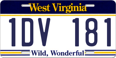 WV license plate 1DV181