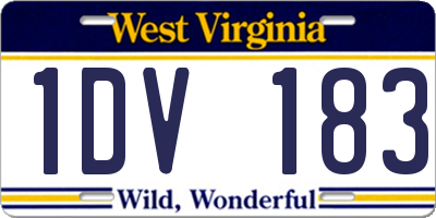 WV license plate 1DV183