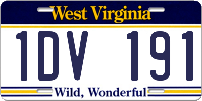 WV license plate 1DV191