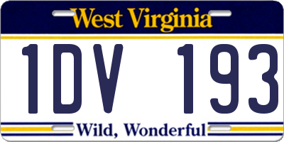 WV license plate 1DV193