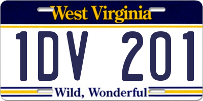WV license plate 1DV201