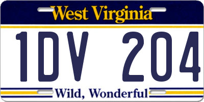 WV license plate 1DV204