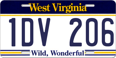 WV license plate 1DV206