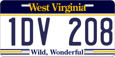 WV license plate 1DV208