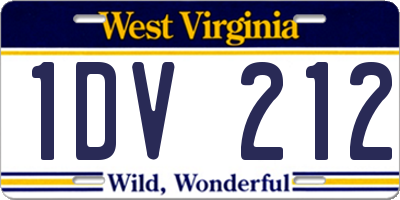 WV license plate 1DV212