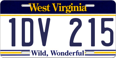WV license plate 1DV215