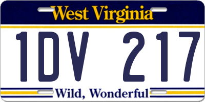 WV license plate 1DV217